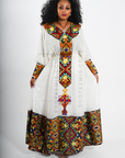 Alert Tan Vibrant Color Traditional Habesha Kemis Dress/Zuria - Shop Kemis