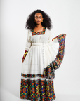 Multi Vibrant Color Traditional Habesha Kemis Dress/Zuria - Shop Kemis
